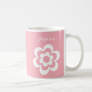 Tasse in rosa, klassisch mit weißer Blume