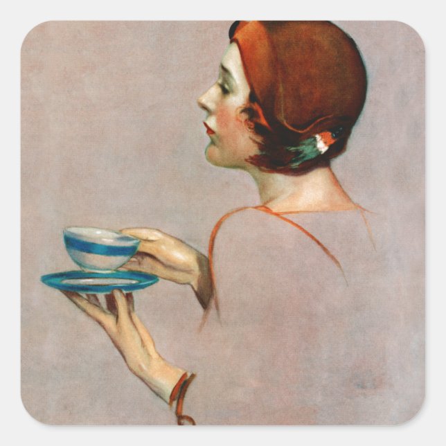 Tasse Java Quadratischer Aufkleber (Vorderseite)