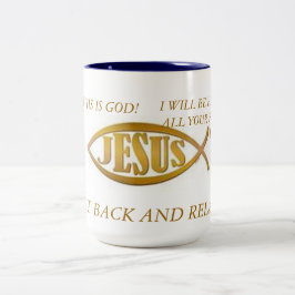 Tasse JESUS FISH BLAC INNENGOLD EMBLEM AUF WAS