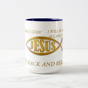 Tasse JESUS FISH BLAC INNENGOLD EMBLEM AUF WAS