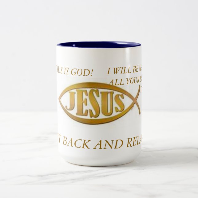 Tasse JESUS FISH BLAC INNENGOLD EMBLEM AUF WAS (Mittel)