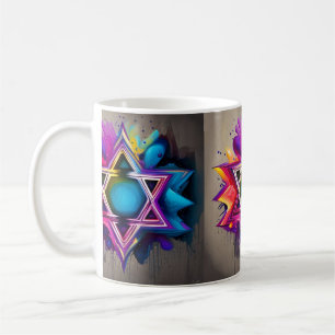 Tasse Jüdischer Star Abstrakt Multicolor Dekoratio