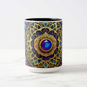 Tasse Juwelen-Mandalas, Lila Gold Blau