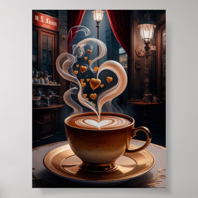 Tasse Kaffee, digitale Download-Kunst Poster (Vorne)