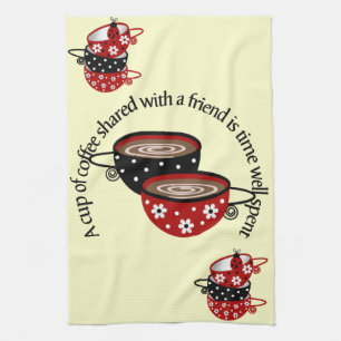 Tasse Kaffee geteilt mit Freund-Geschirrtuch Küchentuch