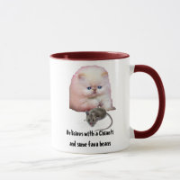 Tasse/Katze/mit Maus/fava Bohnen