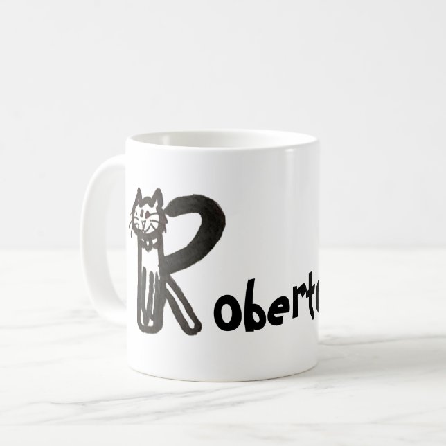 Tasse - Katzenbrief R mit Namen (Vorderseite Links)