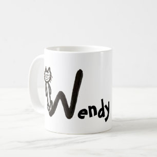 Tasse: Katzenbrief W mit Name Kaffeetasse
