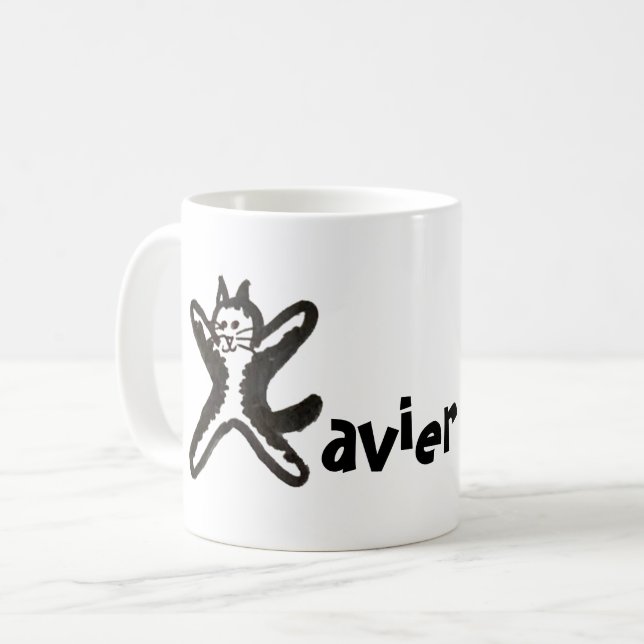 Tasse - Katzenbrief X mit Name (Vorderseite Links)