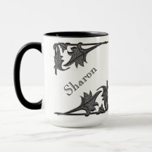 Tasse - Klammern und Name in Schwarz