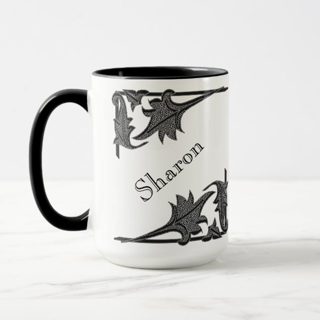 Tasse - Klammern und Name in Schwarz (Links)