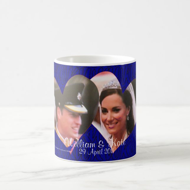 Tasse königlicher Wedding William- und Kateherzen (Mittel)