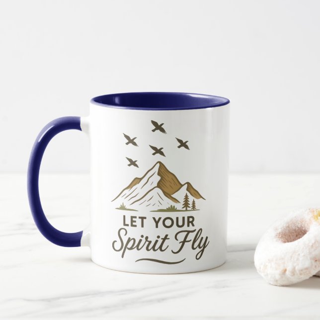 Tasse | Lass deinen Geist Fliegen | Gebirge & N (Mit Donut)