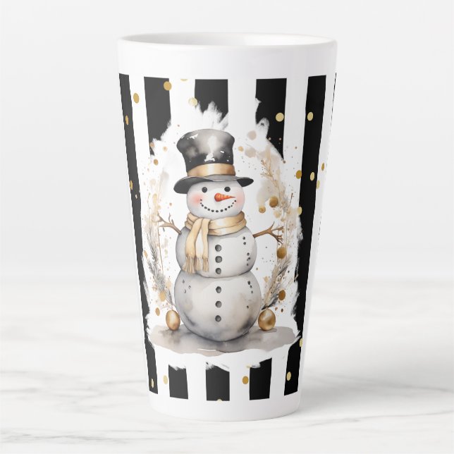 Tasse Latte Groß Snowman and Stripes Var01 (Vorderseite)