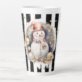 Tasse Latte Groß Snowman and Stripes Var02