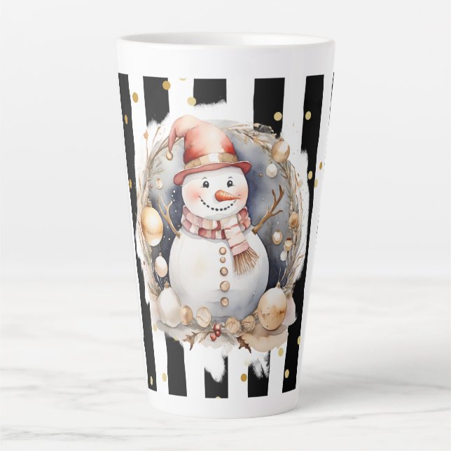 Tasse Latte Groß Snowman and Stripes Var02 (Vorderseite)