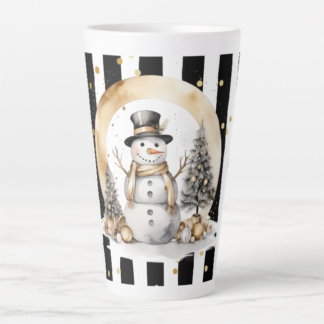 Tasse Latte Groß Snowman and Stripes Var03 (Vorderseite)