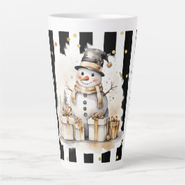 Tasse Latte Groß Snowman and Stripes Var04