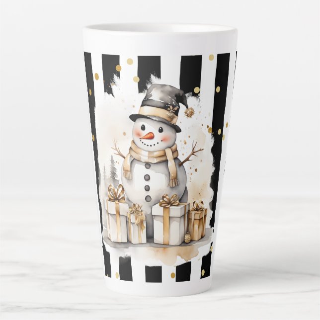 Tasse Latte Groß Snowman and Stripes Var04 (Vorderseite)