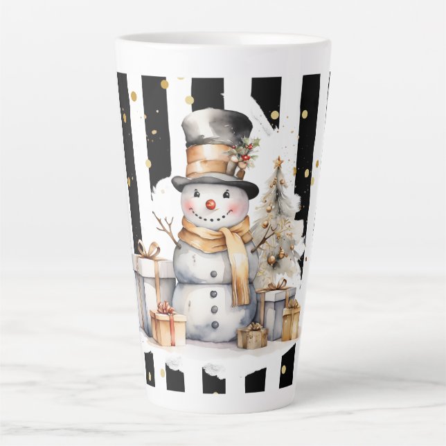 Tasse Latte Groß Snowman and Stripes Var05 (Vorderseite)