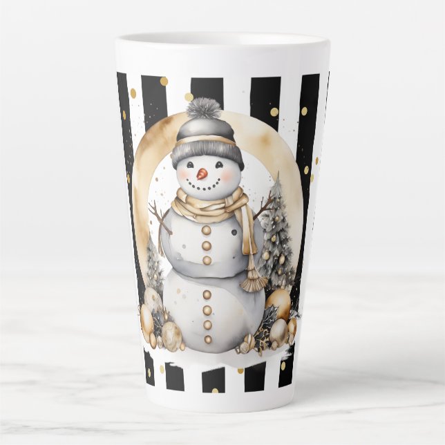 Tasse Latte Groß Snowman and Stripes Var06 (Vorderseite)