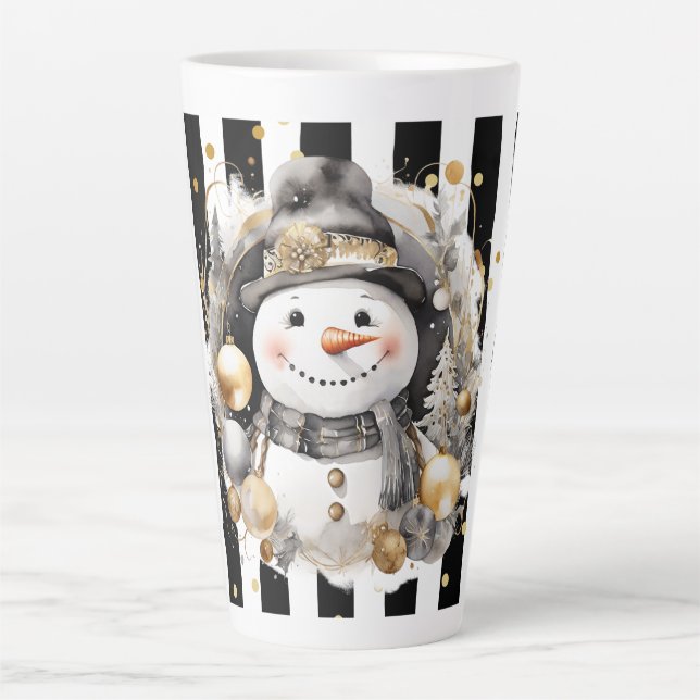 Tasse Latte Groß Snowman and Stripes Var08 (Vorderseite)