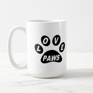 Tasse Liebe Paws auf schwarzen Paws