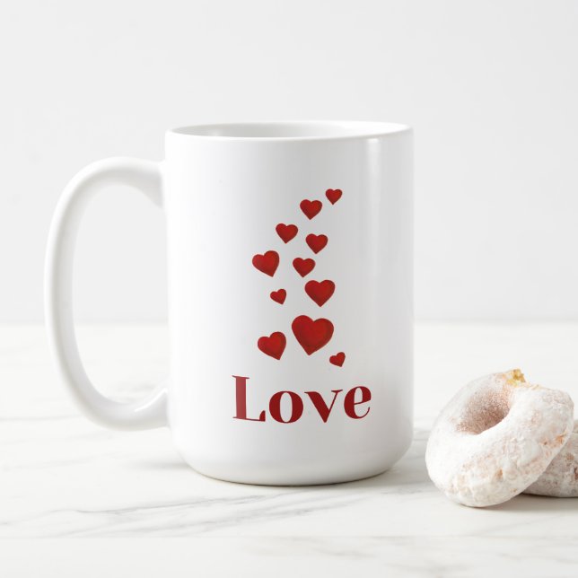 Tasse LOVE mit Herzen. (Mit Donut)