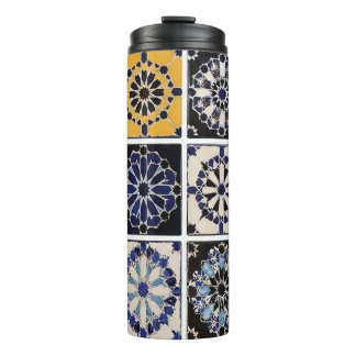 Tasse - Marokkanisches Zellige-Mosaik-Navy-Senf-Fl