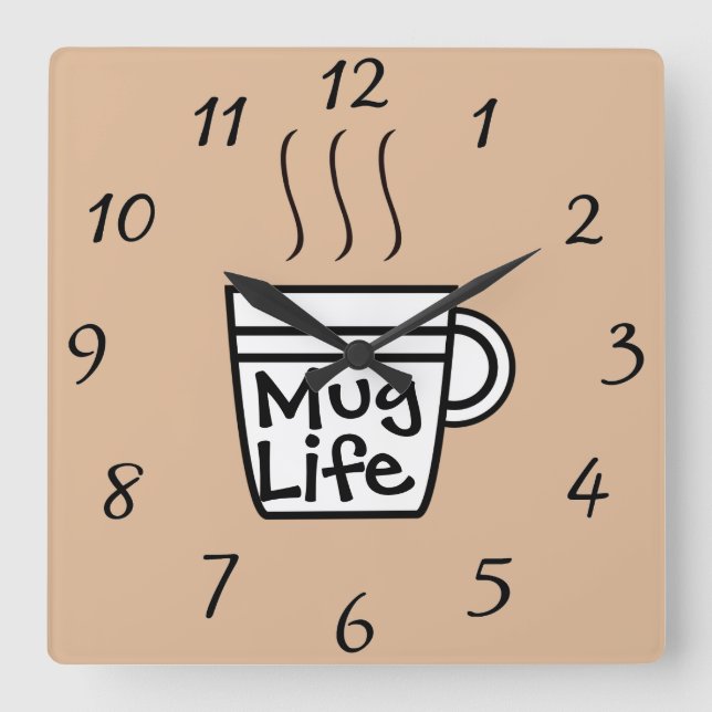 Tasse-Mauer-Uhr Quadratische Wanduhr (Vorderseite)