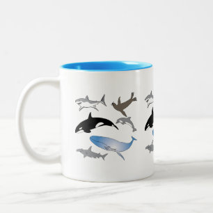Tasse, Meereslebewesen, Meereswelt, Trinkbehälter Zweifarbige Tasse