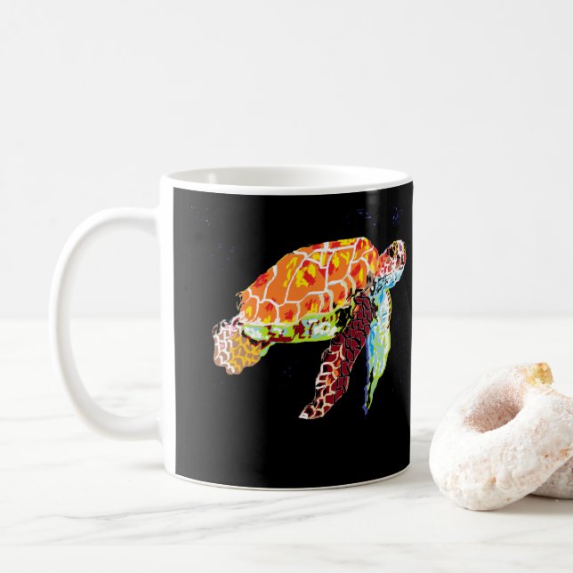 Tasse: Meeresschildkröten Kaffeetasse (Mit Donut)