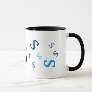 Tasse - Mehrere blaue Buchstaben