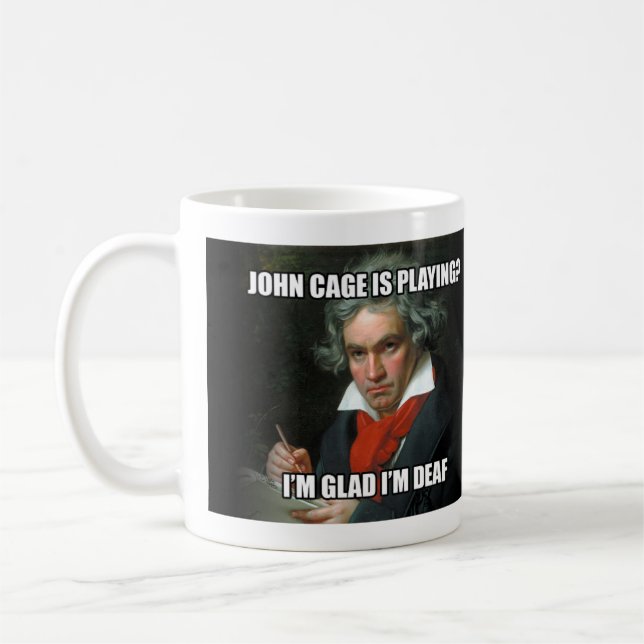 Tasse: "Meme" - Beethoven u. Käfig Kaffeetasse (Links)