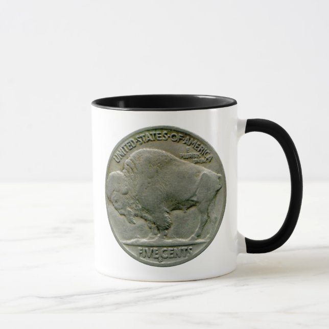 Tasse mit 1936 US-"Büffel" Nickel-Schwänzen (Rechts)
