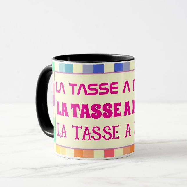 Tasse mit änderbarem Text (Vorderseite Links)