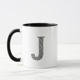 Tasse mit Anfangsbuchstabe J – einfacher moderner 