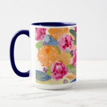 Tasse mit Aquarellblumen