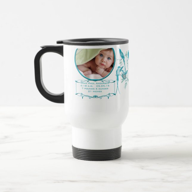 Tasse mit Baby-Foto Wichtige Geburtsdaten (Links)