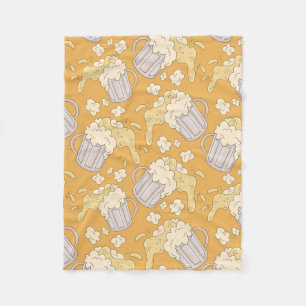 Tasse mit Bier Cartoon nahtlos Muster. Alkohol Fleecedecke