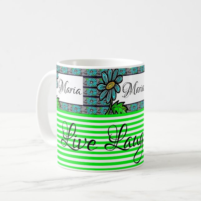 Tasse mit Blumengrün und Weiß (Vorderseite Links)