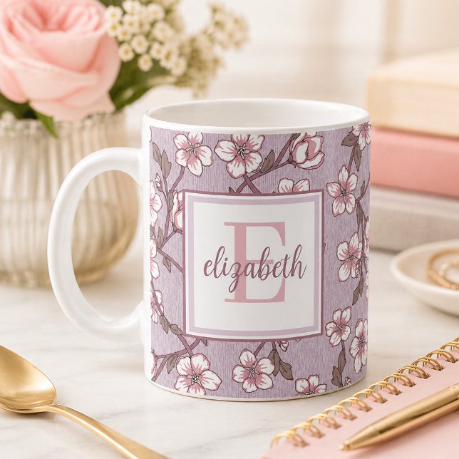 Tasse mit Blumenschrift - Personalisierter Kaffee (personalized floral monogram mug )