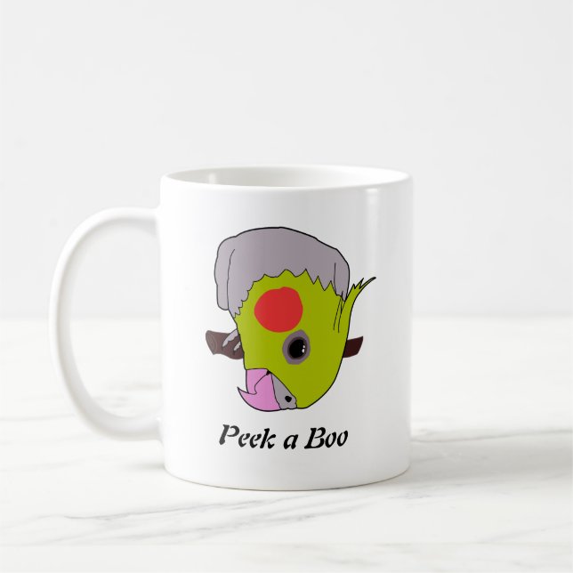Tasse mit cockatiel Sprichwort Flüchtige Blick - e (Links)