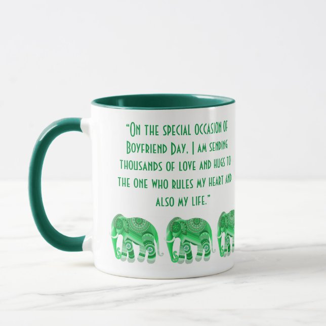 TASSE MIT COOLEN GRÜNEN ELEPHANEN für Freund (Links)