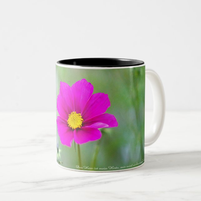 Tasse mit Cosmea-Blüte und Psalm (VorderseiteRechts)
