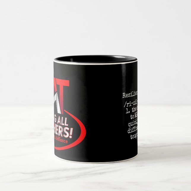Tasse mit dem Aufruf aller LehrerInnen Logo Resili (Mittel)