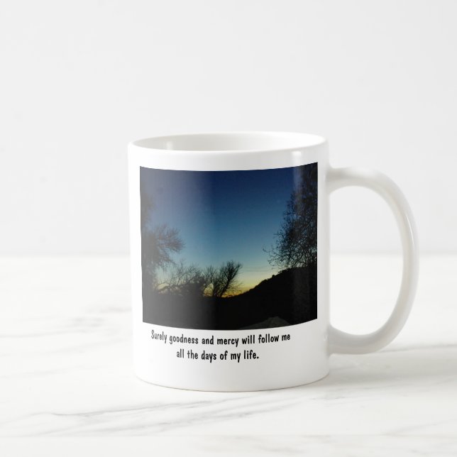 Tasse mit dem Scripture und Sonnenuntergang (Rechts)