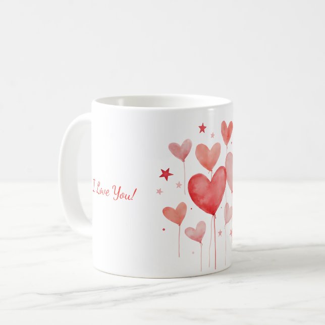 Tasse mit dem Valentinstag-Design (Vorderseite Links)