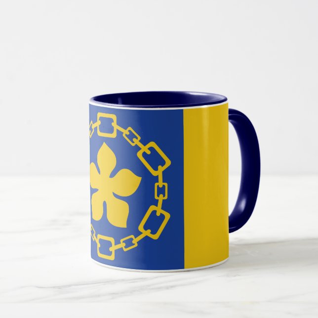 Tasse mit der Flagge von Hamilton, Ontario (VorderseiteRechts)