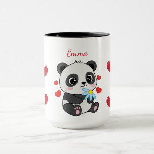 Tasse mit einem Panda und Herzen
